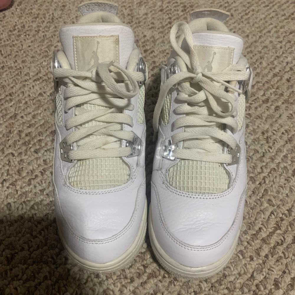 White Jordan pure money 4’s